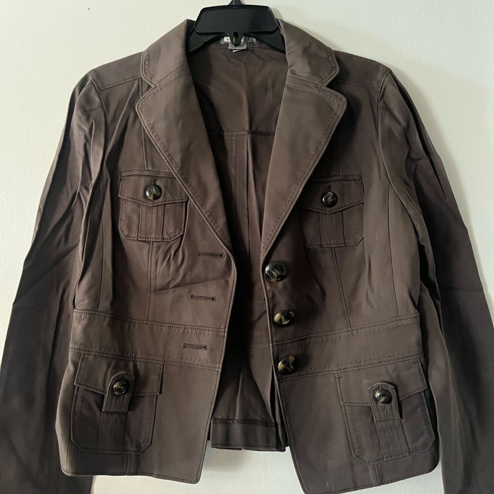 Ann Taylor Brown Button-Up Blazer 6